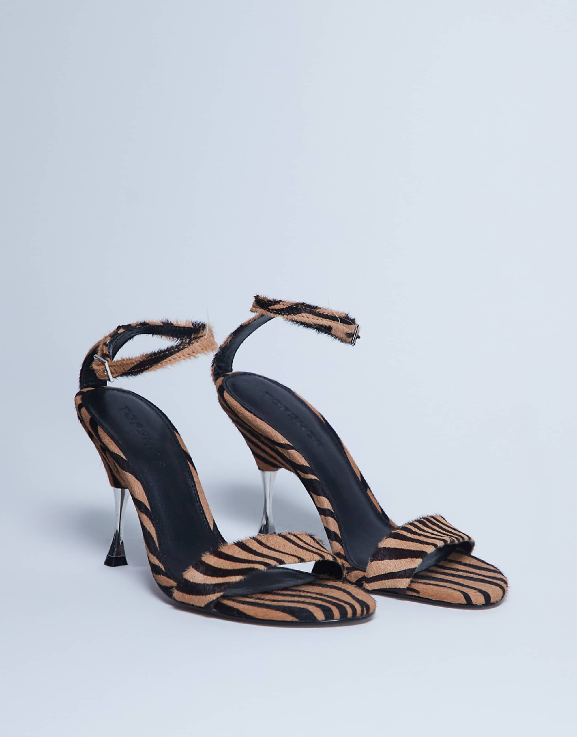 Topshop Fran Real Leather Pony With Metal High Heel in Tiger Pony