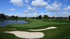 The ninth green at TPC Twin Cities in Blaine, Minnesota