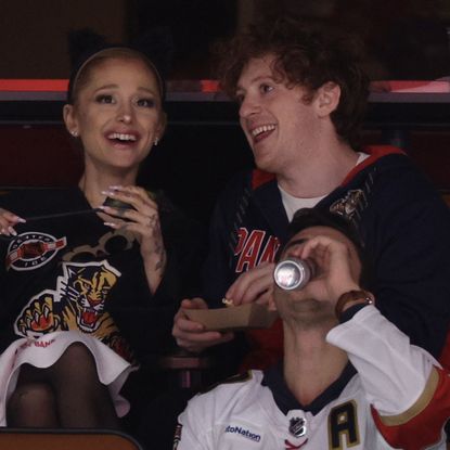 Ariana Grande and Ethan Slater at the 2024 Stanley Cup Final