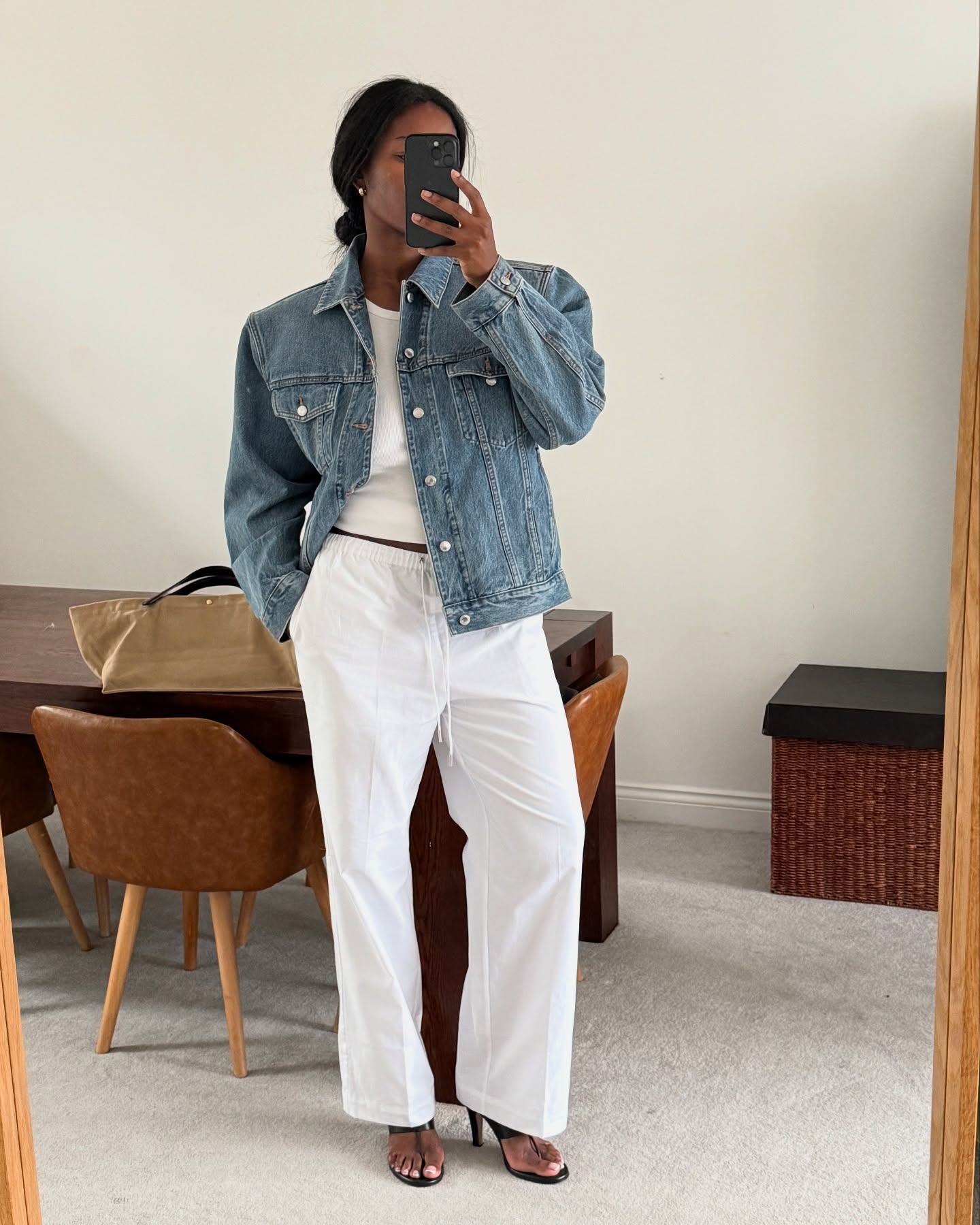 @nlmarilyn wearing drawstring pants and a crewneck