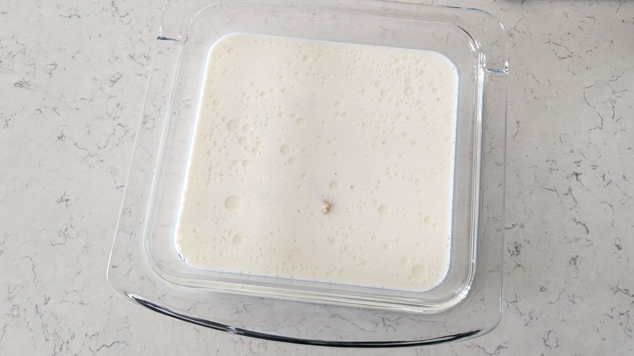 Mac and cheese ready to be cooked using Ninja Crispi Microwave
