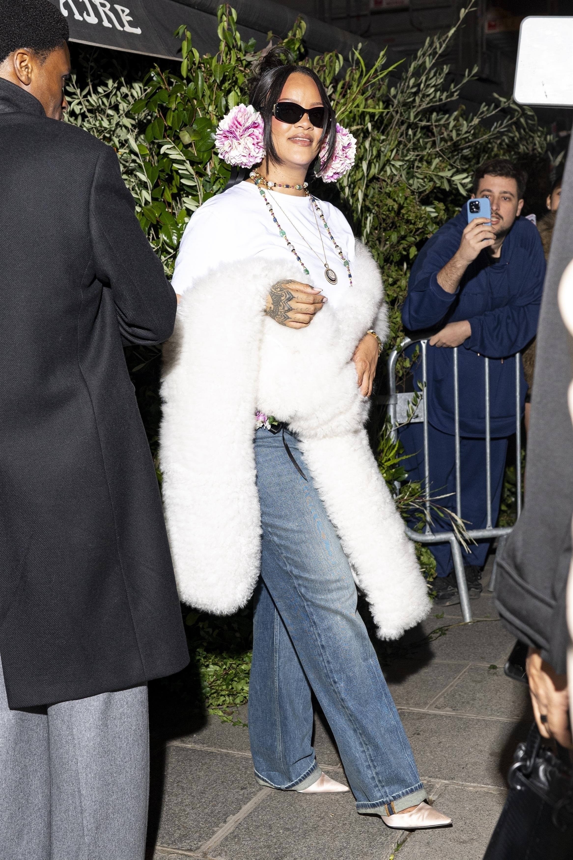 Rihanna was spotted at a Dior after-party wearing pieces from the Haute Couture Week runway show