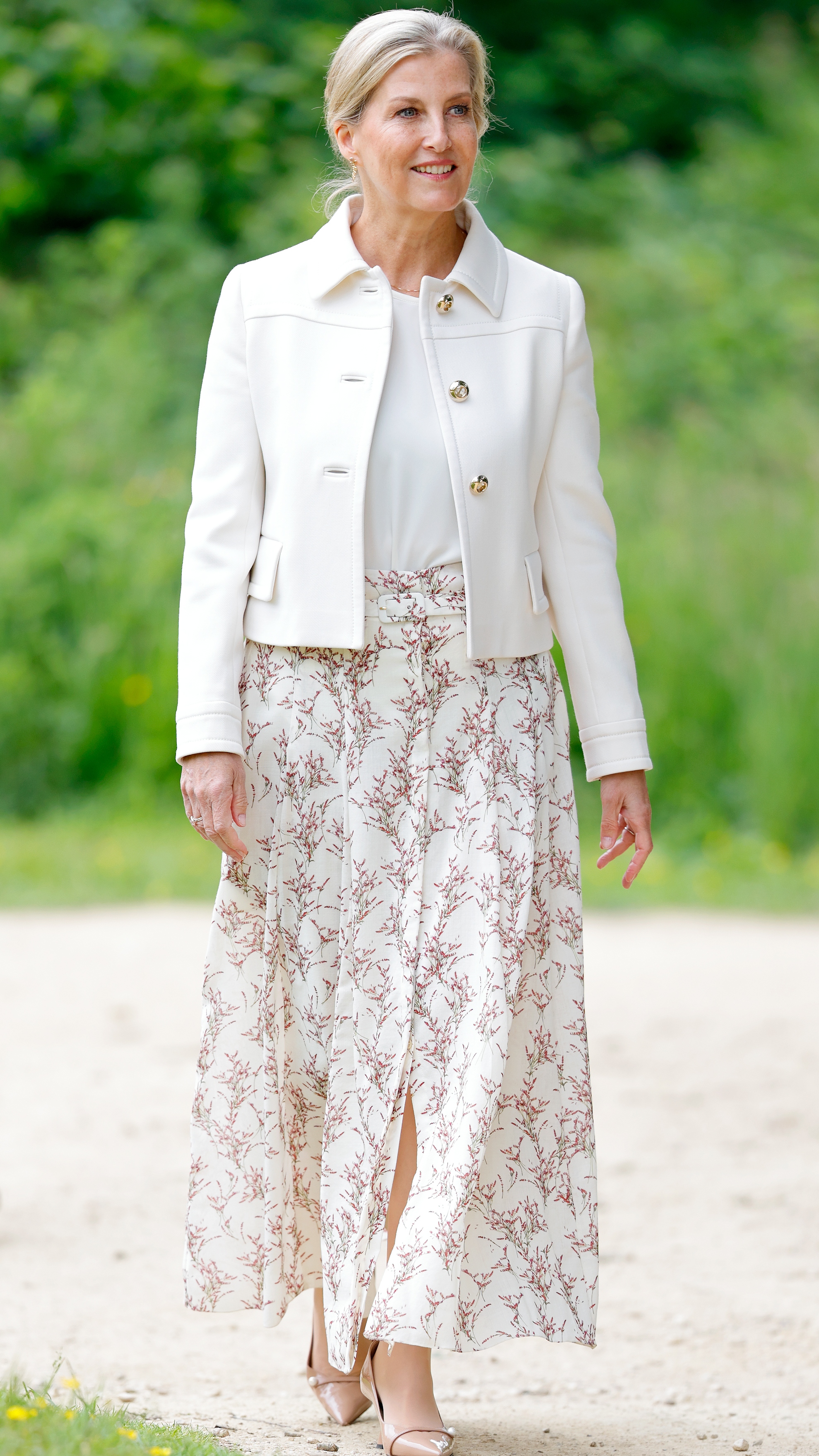 Sophie, Duchess of Edinburgh smiles as she visits Northampton Bike Park on June 9, 2025
