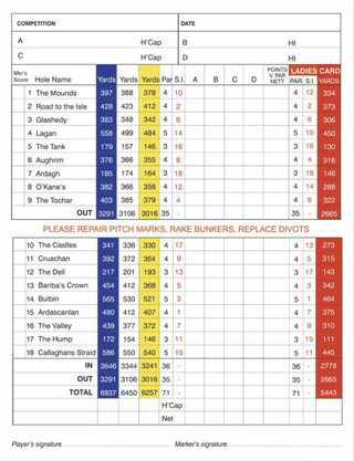 Ballyliffin Golf Club Old Course scorecard