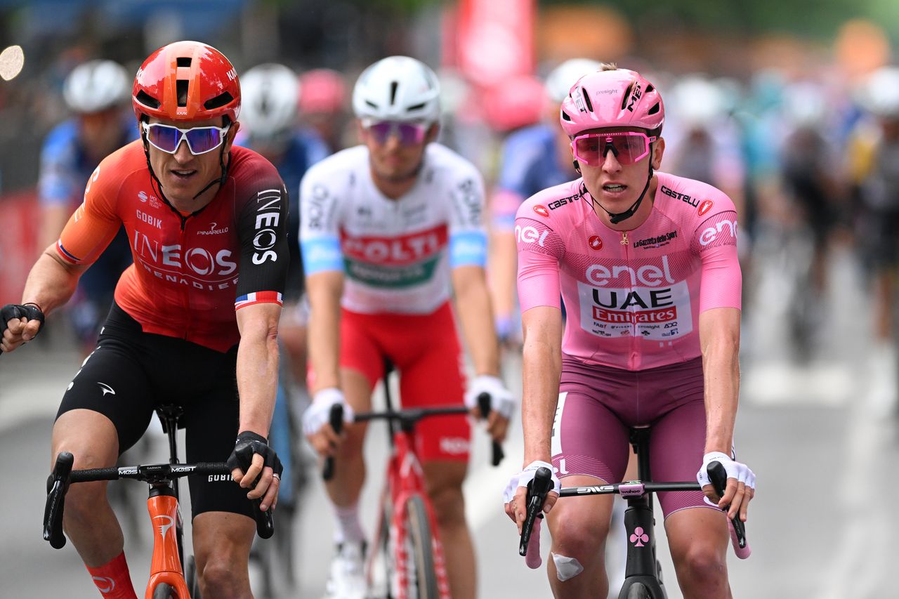 Geraint Thomas at the Giro d&#039;Italia with Tadej Pogačar