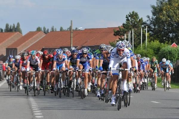 FDJ rides at the front of the peloton.