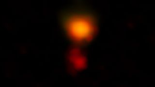 An ALMA radio image of MAMBO-9 showing the galaxy's two parts merging.