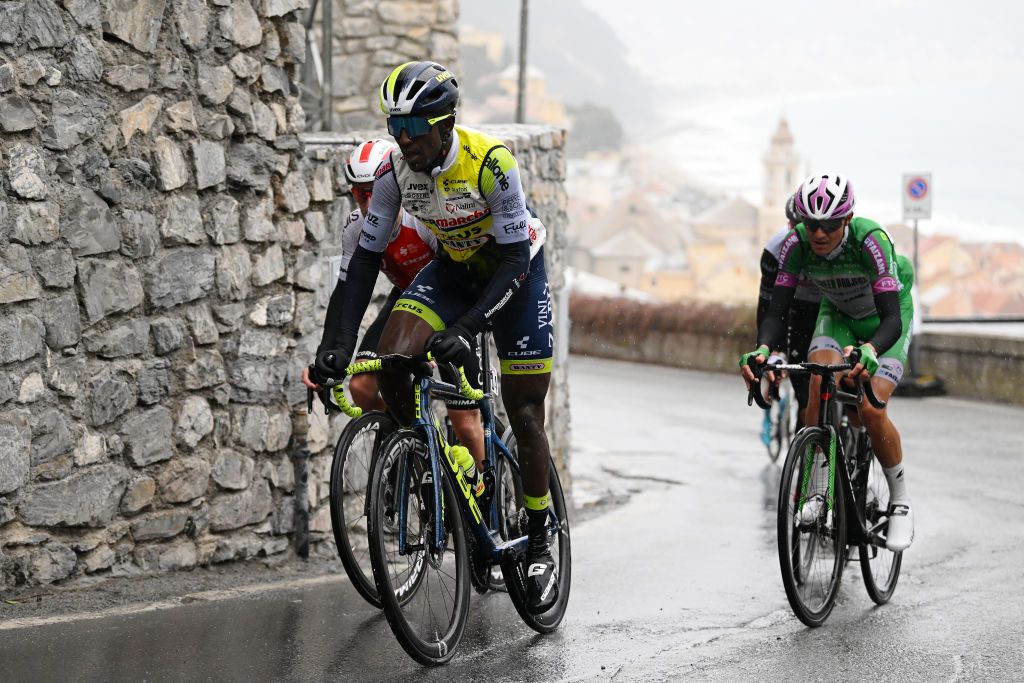 LAIGUEGLIA ITALY MARCH 01 Biniam Girmay of Eritrea and Team Intermarch Circus Wanty competes during the 60th Trofeo Laigueglia 2023 a 2013km one day race in Laigueglia TrofeoLaigueglia on March 01 2023 in Laigueglia Italy Photo by Dario BelingheriGetty Images