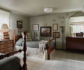 bedroom with pale green walls