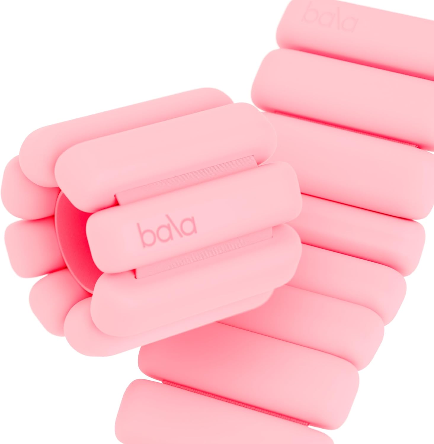 Bala Bangles Wrist &amp;amp; Ankle Weights - 1 Lb Set Adjustable Weighted Bands for Women &amp;amp; Men - Silicone Arm &amp;amp; Leg Weights for Pilates, Yoga, Walking, Barre, Home Workout &amp;amp; Strength Training - Blush