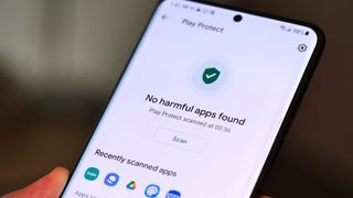 Google Play Protect app showing recently scanned apps