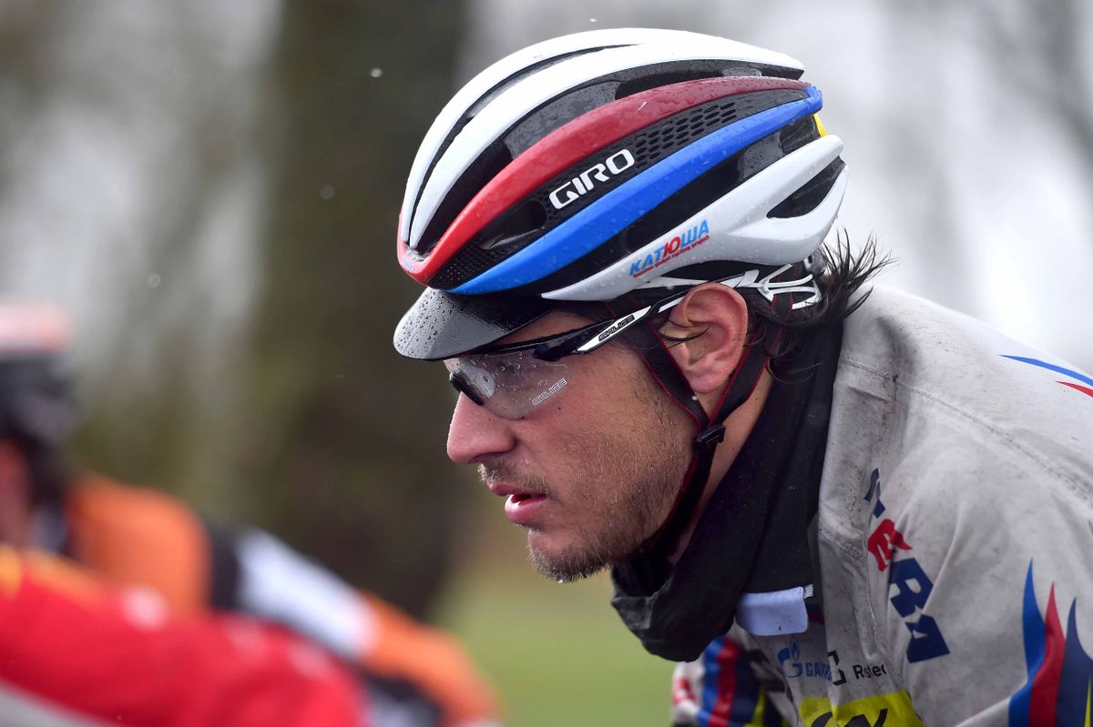 Jacopo Guarnieri (Katusha) before pulling out of the race