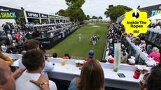 The watering hole at LIV Golf Adelaide and a yellow Inside The Ropes tricker