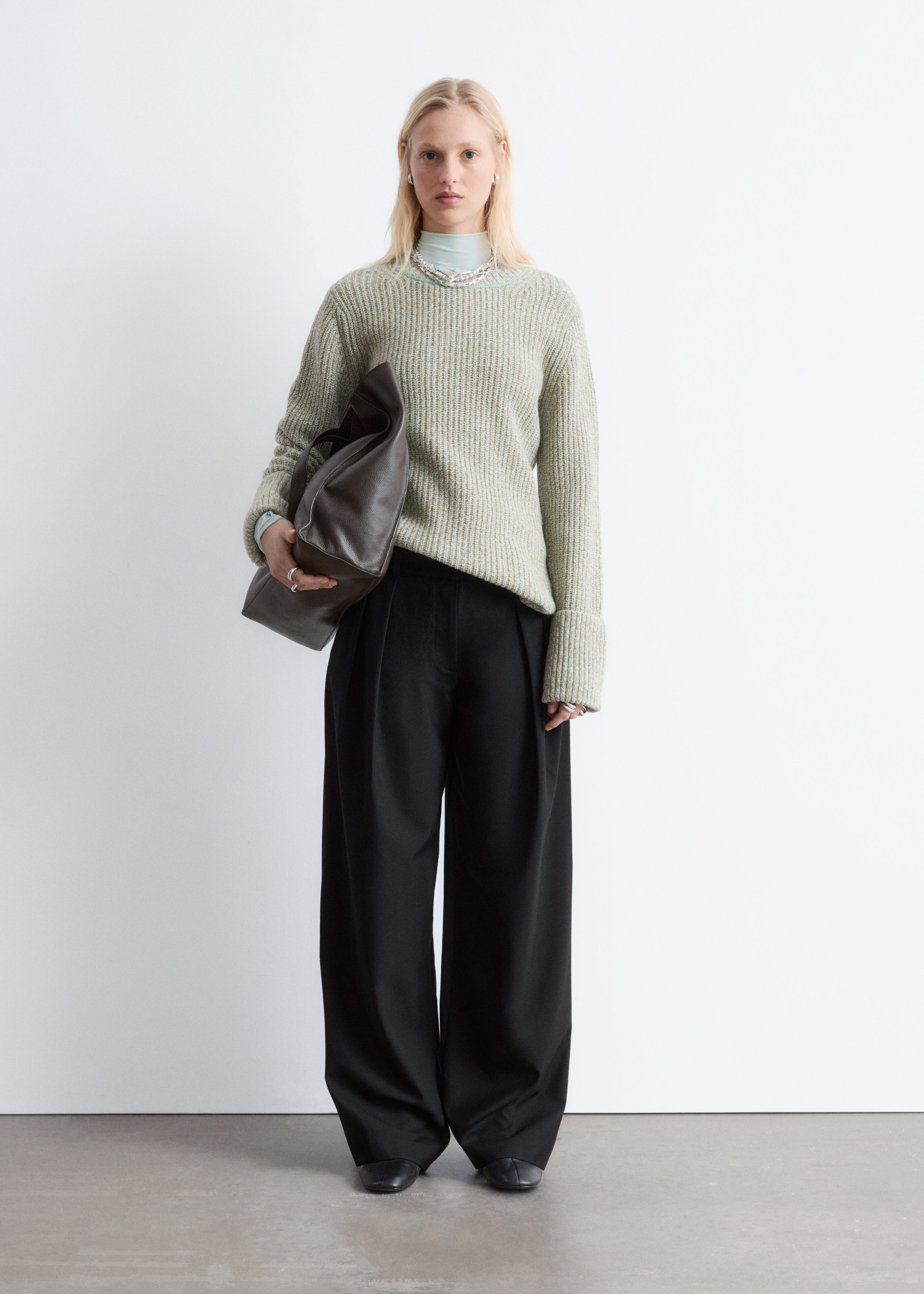 Wool-Blend Tailored Trousers
