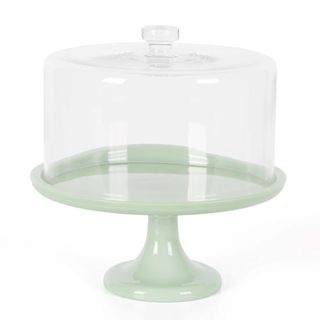 Martha Stewart 10 Inch Jadeite Cake Stand With Glass Dome