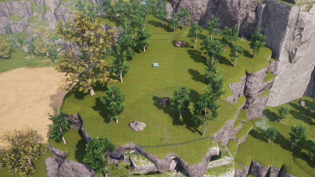 Palworld - A palbox placed in an empty field at the foot of Frostbound mountain.