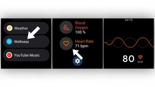 Checking heart rate on the Fossil Gen 6 Wellness Edition using the Wellness app
