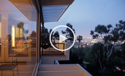 Balcony at sunset looking over the surrounding area