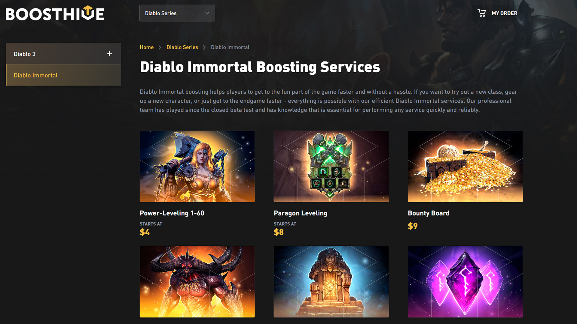 Diablo Immortal boosting website