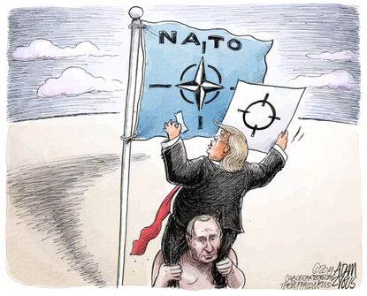 Political Cartoon U.S. Trump Europe Putin Russia NATO