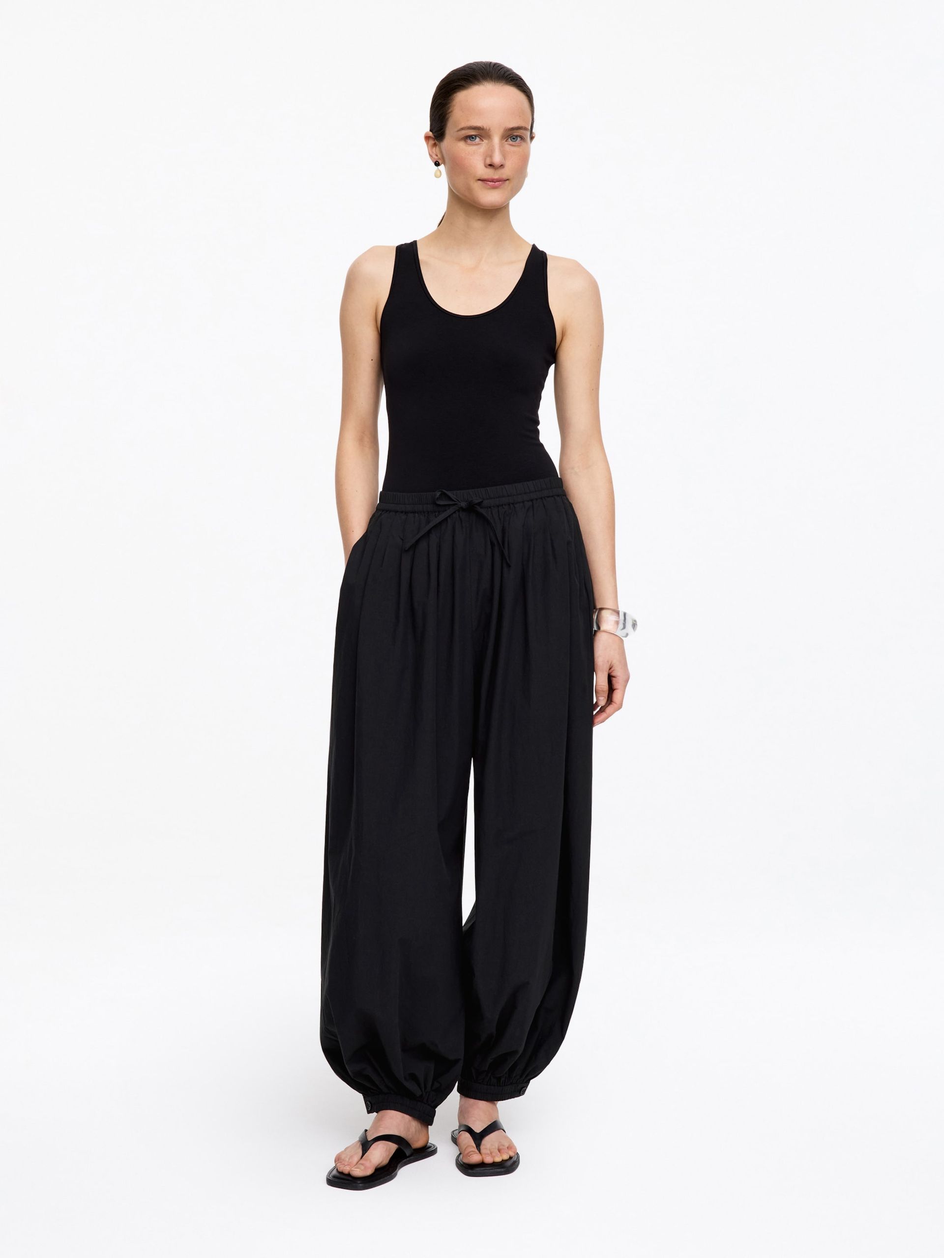 Balloon Cotton Trousers – Black – Women – Arket Gb