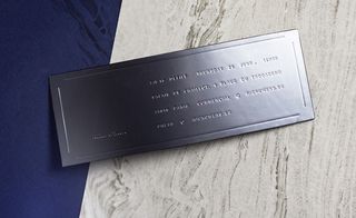 gun-metal grey rectangular leather invitation
