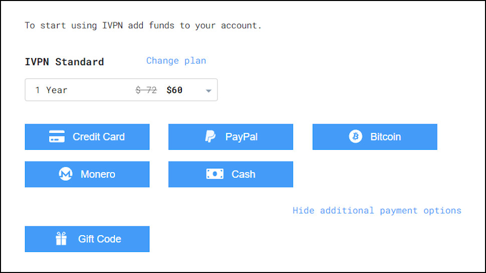 IVPN Payment Options