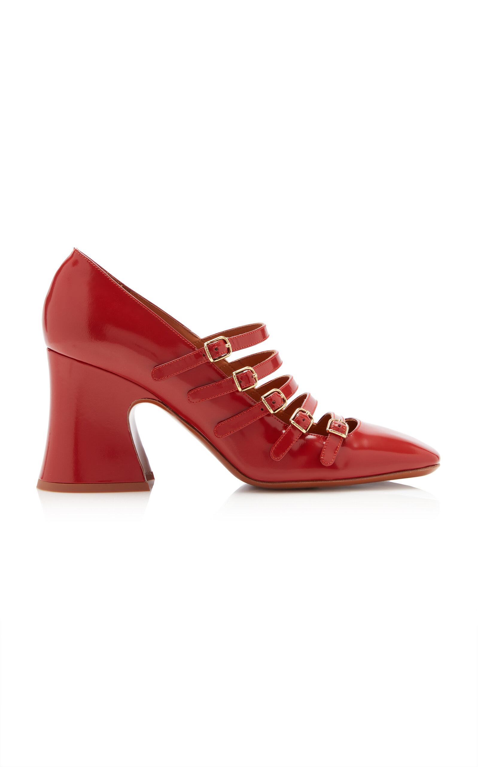 Janis Buckle-Strap Patent Leather Pumps