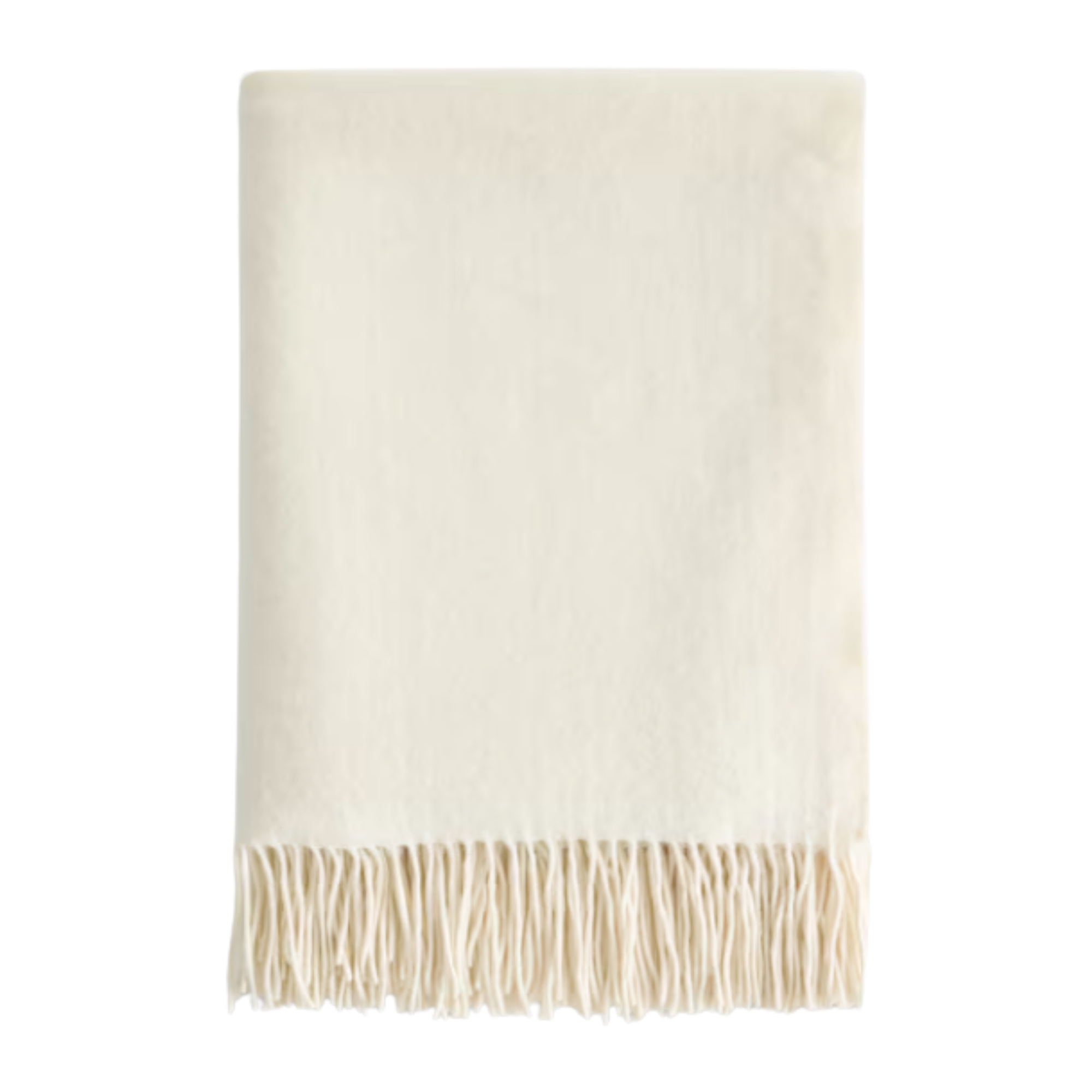 a white cashmere throw blanket with fringe