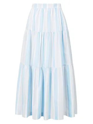 Sea Striped Cotton Maxi Skirt