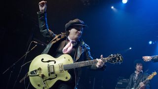 Sylvain Sylvain of New York Dolls performs on stage at KOKO on April 19, 2010 in London, England.