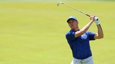 Jordan Spieth plays an approach shot on the second hole during the first round of the PGA Championship.