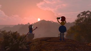 Two characters looking at the sunset