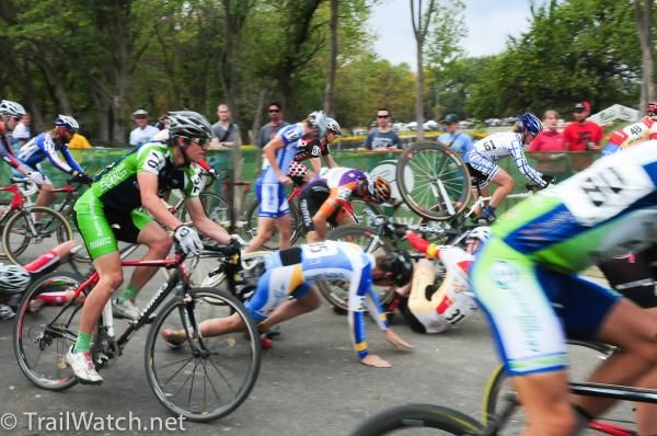 A crash took place mid-pack on the first turn of the race