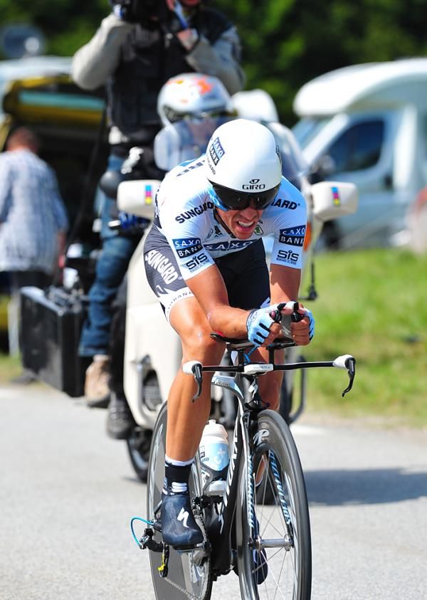 Alberto Contador (Saxo Bank Sungard) finished third on the stage, but it wasn't enough to move onto the Tour's podium.