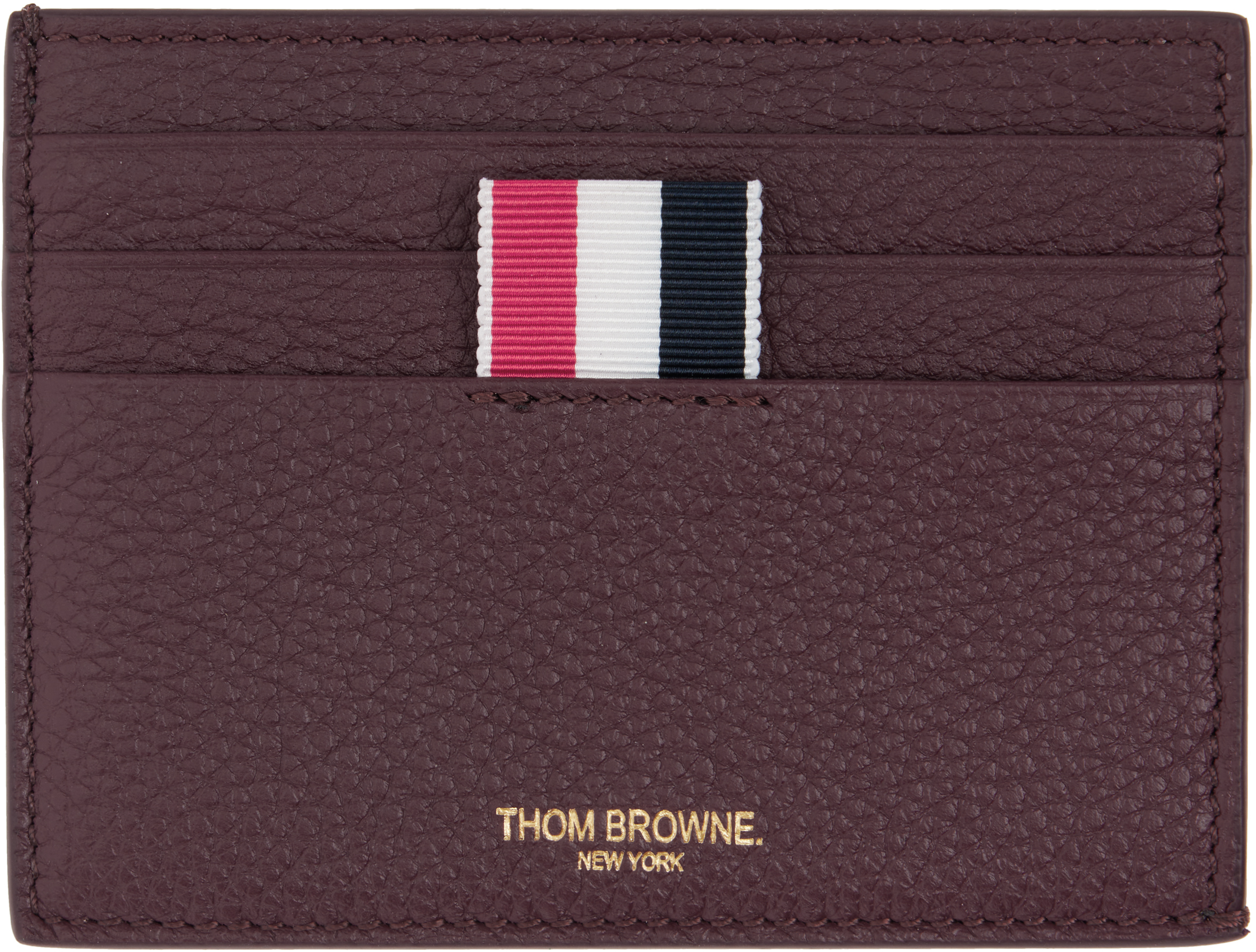 Burgundy Soft Pebble Grain Note Compartment Card Holder