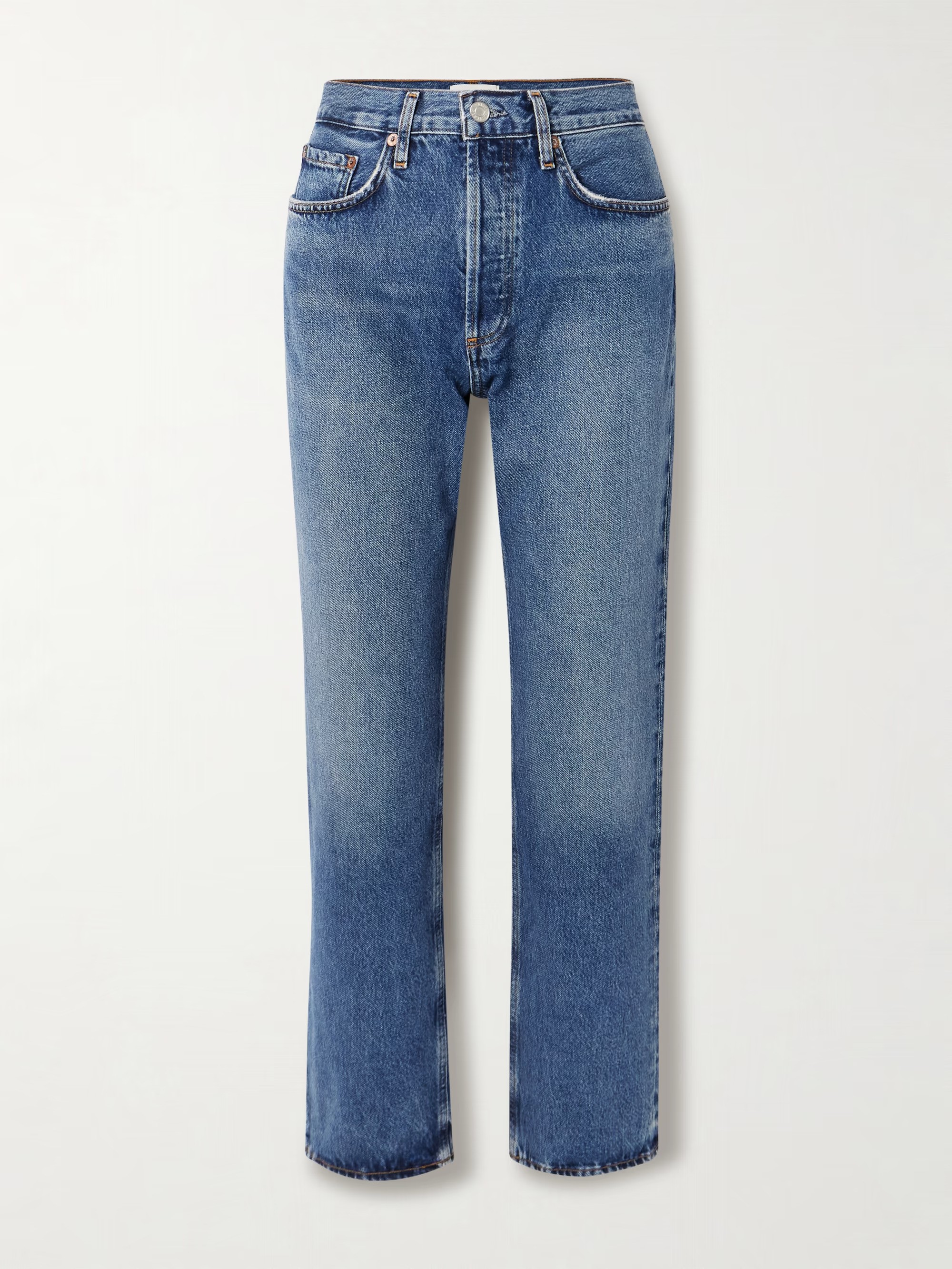 Agolde Lana distressed mid-rise straight-leg jeans