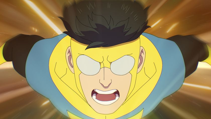 Mark Grayson shouting as he flies towards the camera in Invincible season 3