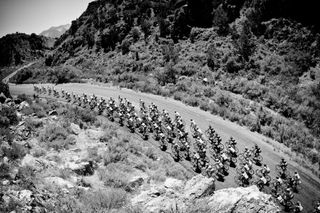The peloton rolls through the Utah backcountry at the Tour of Utah.