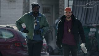 Brian Tyree Henry and Wagner Moura walking together in Apple TV+'s Dope Thief