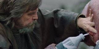 Luke Skywalker getting green milk in The Last Jedi