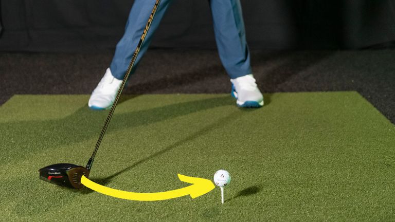 PGA pro Gareth Lewis demonstrating how to shallow your driver swing 