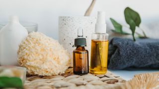 essential oils in a bathroom setting