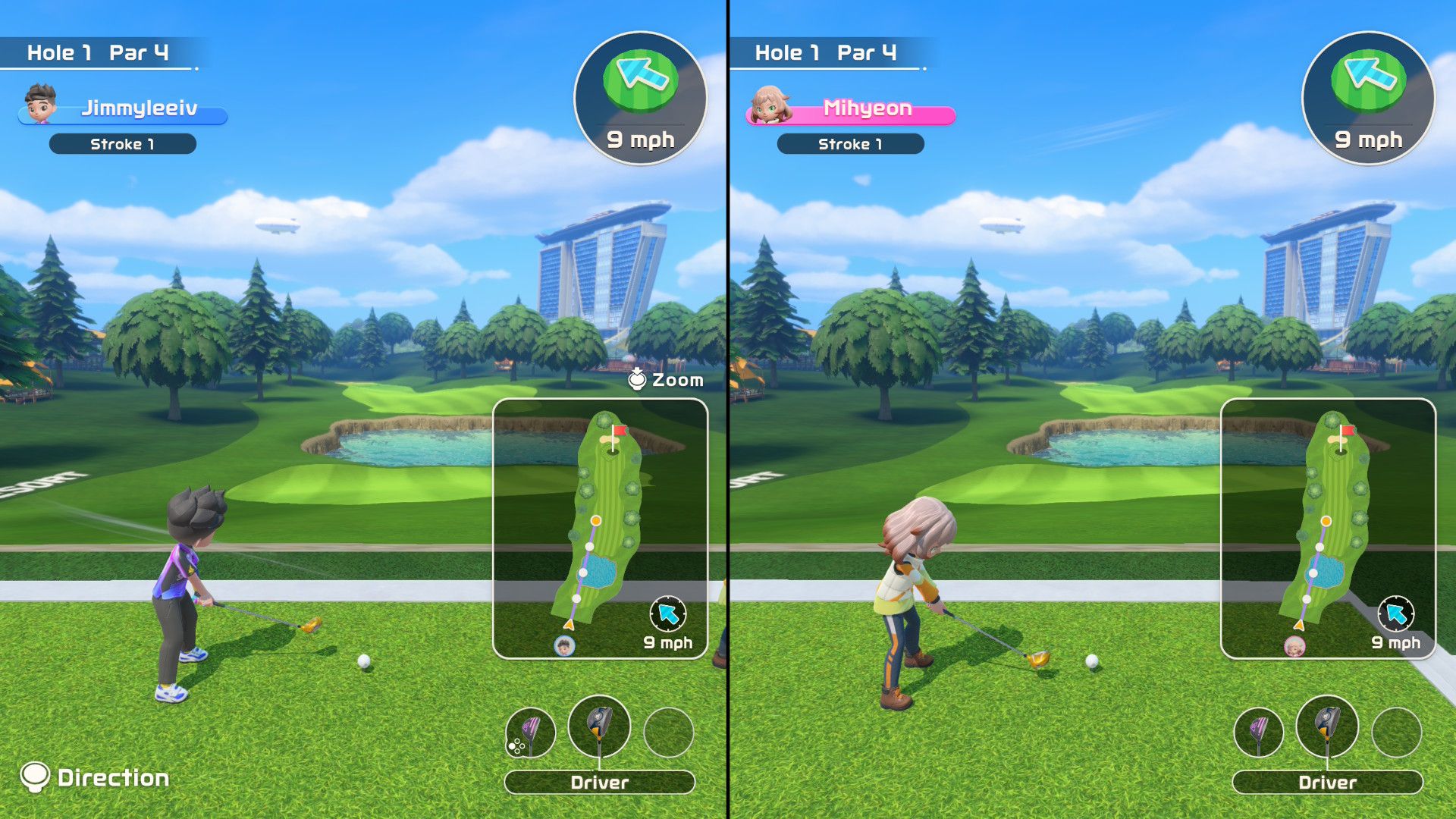 A screenshot showing a person playing Island Crown mode in Nintendo Switch Sports Resort