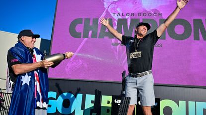 Talor Gooch celebrates winning LIV Golf Adelaide