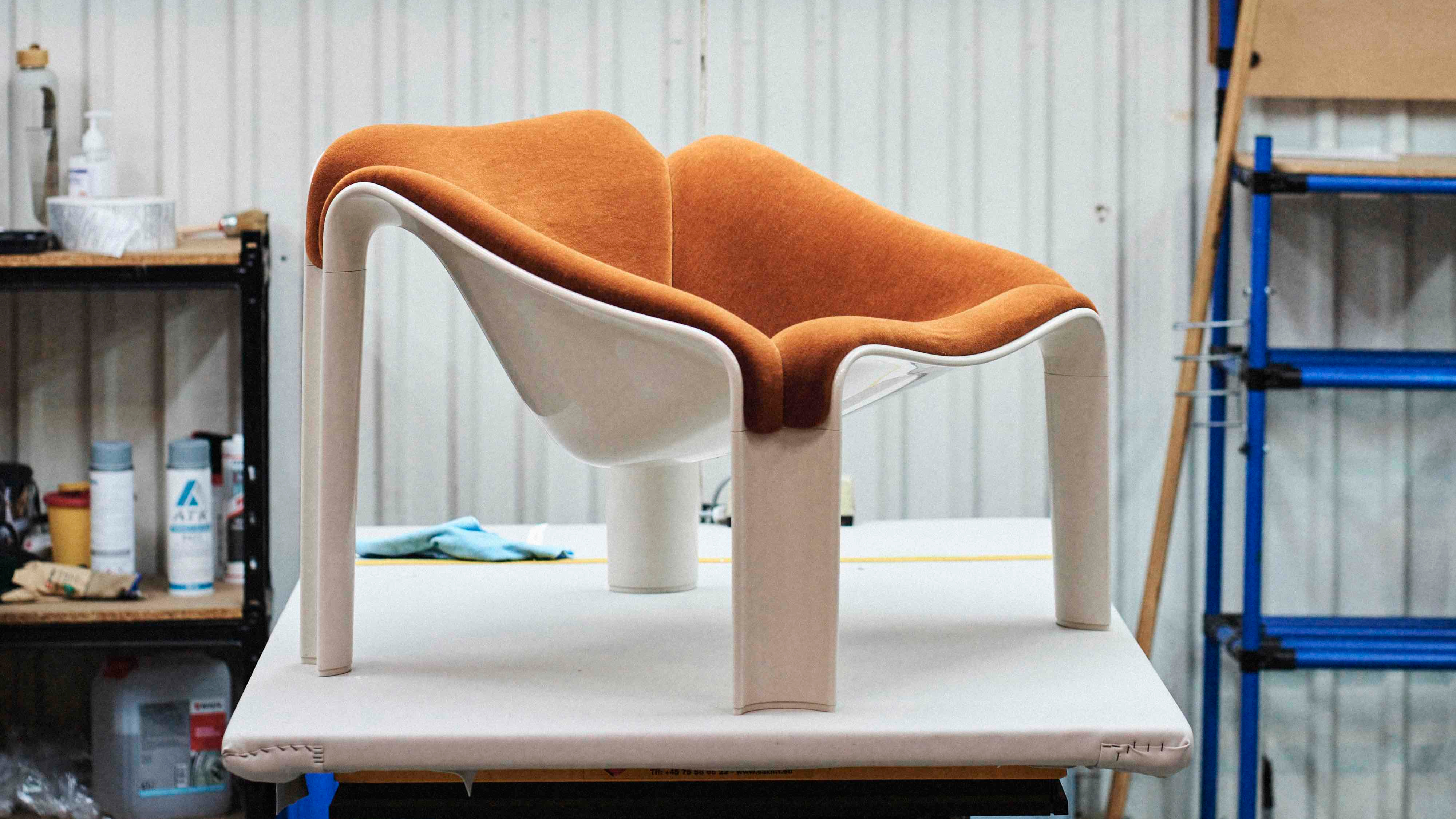 chair in production facility under lights