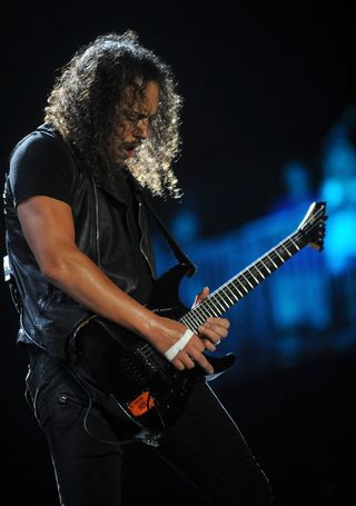 Metallica guitarist Kirk Hammett onstage in 2008