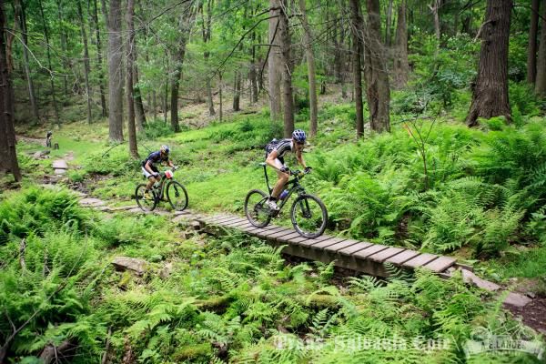 Chris Michaels has improved all week and leads Tim Johnson on Three Bridges Trail