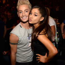Frankie J Grande and Ariana Grande pose before Madonna performs onstage during her "Rebel Heart" tour at Madison Square Garden on September 16, 2015 in New York City