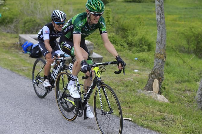 Pierre Rolland (Europcar) bridged to solo attacker Julian Arredono (Trek), but both were caught before the finish